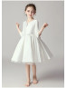 Ivory Satin Tulle Cute Flower Girl Dress